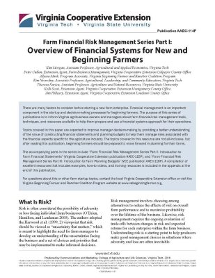 Overview of Financial Systems for New and Beginning Farmers