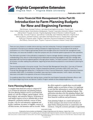 Introduction to Farm Planning Budgets for New and Beginning Farmers