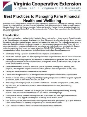 Best Practices to Managing Farm Financial Health and Wellbeing