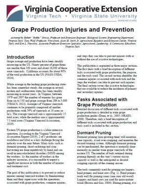Grape Production Injuries and Prevention